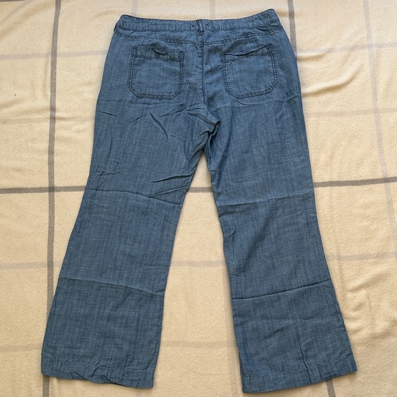 Pilcro Blue Tencel Linen Wide Leg Chambray Pants - Picture 2 of 14